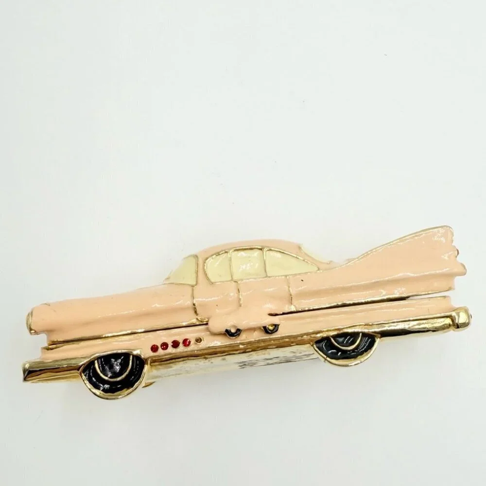 Vintage Limoges Style Trinket Box Car Pink Eldorado